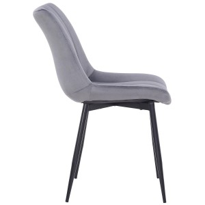 Silla de Confidente ZEFIR, Patas Metálicas, en Terciopelo color Negro