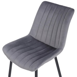 Silla de Confidente ZEFIR, Patas Metálicas, en Terciopelo color Negro