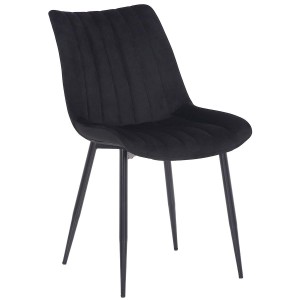 Silla de Confidente ZEFIR, Patas Metálicas, en Terciopelo color Negro
