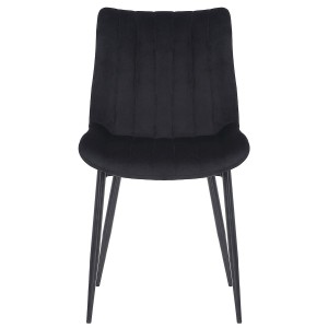 Silla de Confidente ZEFIR, Patas Metálicas, en Terciopelo color Negro