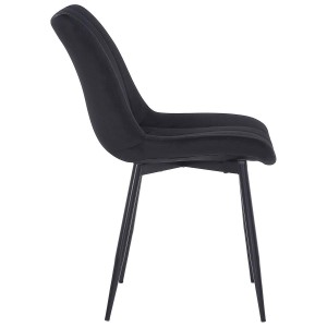 Silla de Confidente ZEFIR, Patas Metálicas, en Terciopelo color Negro
