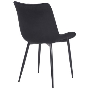Silla de Confidente ZEFIR, Patas Metálicas, en Terciopelo color Negro