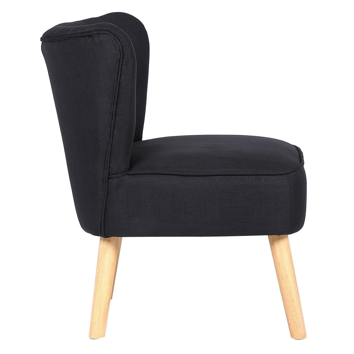 Silla de Confidente CONNOR, Gran Acolchado, Patas Claras, en Tela color Negro