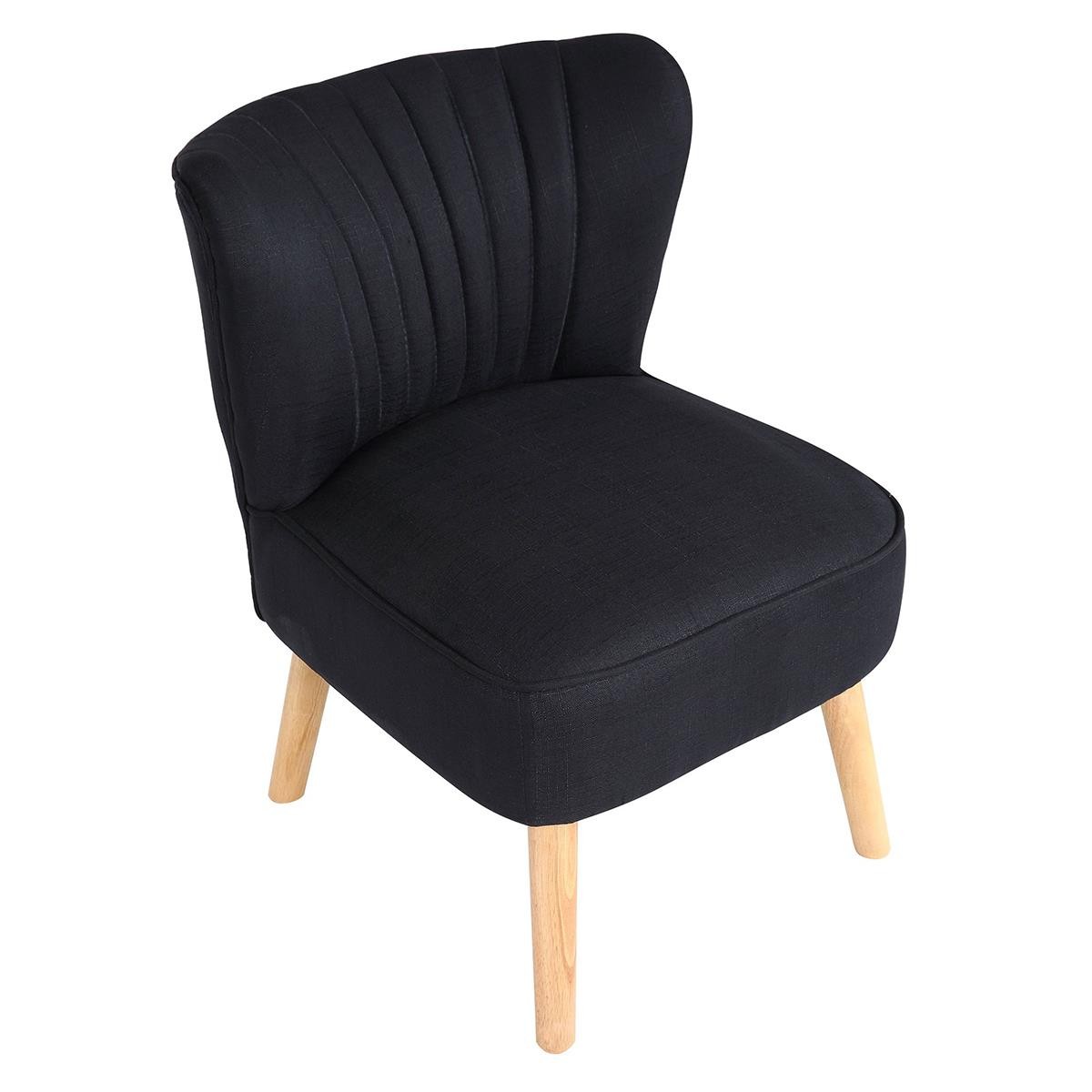 Silla de Confidente CONNOR, Gran Acolchado, Patas Claras, en Tela color Negro