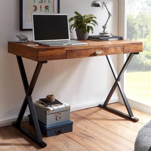 Mesa de Oficina JULIETTE de Metal Cromado y Madera