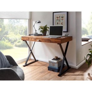 Mesa de Oficina JULIETTE de Metal Cromado y Madera