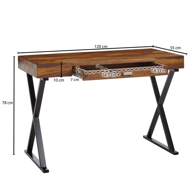 Mesa de Oficina JULIETTE de Metal Cromado y Madera