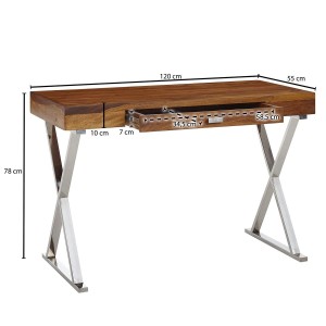 Mesa de Oficina JULIETTE de Metal Cromado y Madera