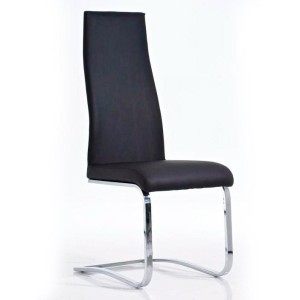 Silla de Confidente MILA, respaldo ergonómico alto, Piel color Negro