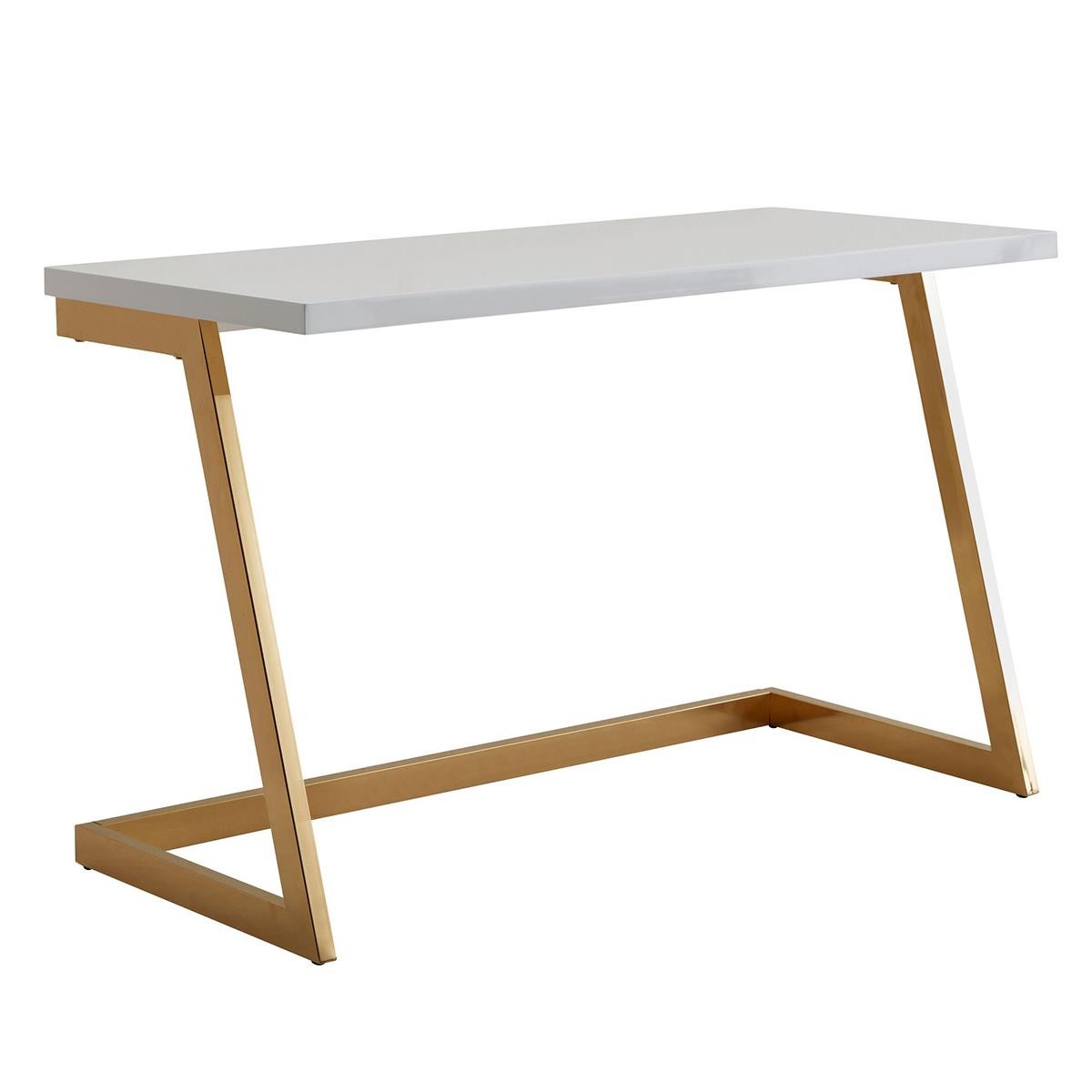 Mesa de Oficina OSAKA, 120x55x76 cm, Estructura Dorada, Superficie de Madera color Negro