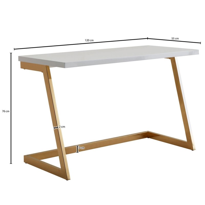 Mesa de Oficina OSAKA con Superficie de Madera color Negro y Estructura Metálica Dorada