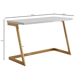Mesa de Oficina OSAKA con Superficie de Madera color Negro y Estructura Metálica Dorada