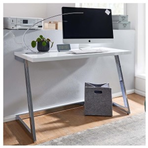 Mesa de Oficina OSAKA con Superficie de Madera color Negro y Estructura Metálica Dorada