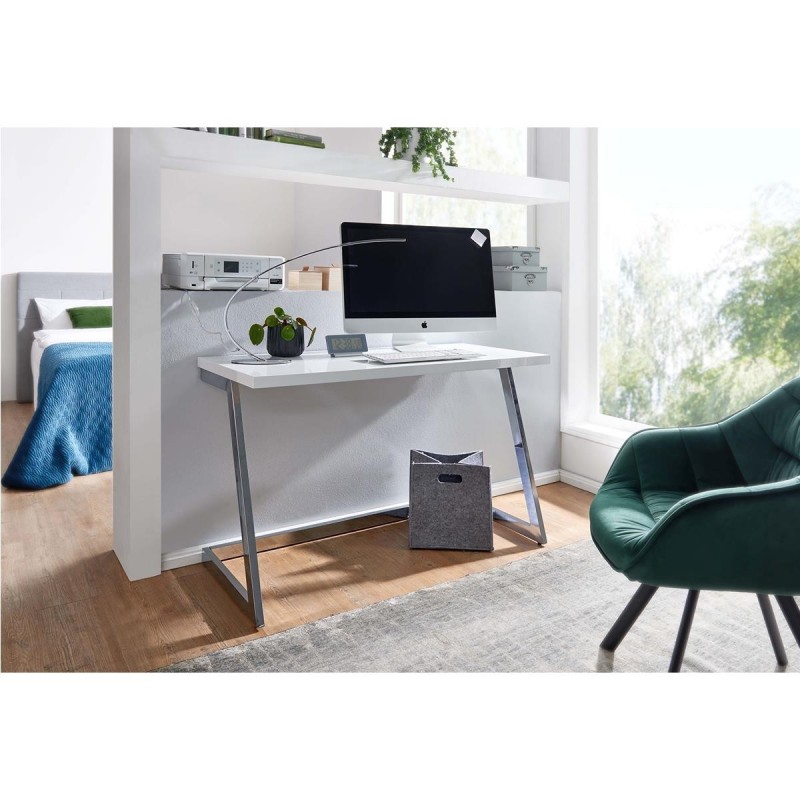 Mesa de Oficina OSAKA con Superficie de Madera color Negro y Estructura Metálica Dorada