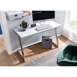 Mesa de Oficina OSAKA con Superficie de Madera color Negro y Estructura Metálica Dorada