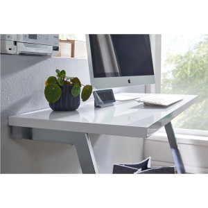 Mesa de Oficina OSAKA con Superficie de Madera color Negro y Estructura Metálica Dorada