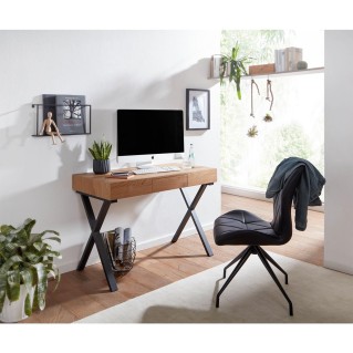Mesa de Oficina AMALIA, Patas de Metal Negro, Superficie de Madera color Roble 2