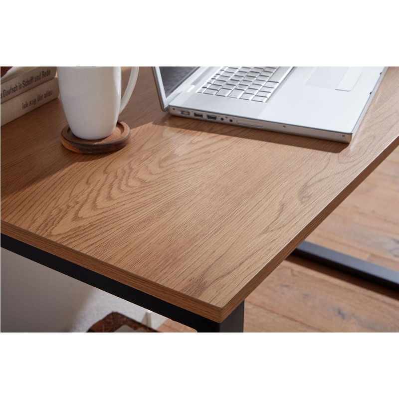Mesa de oficina KODY, estructura metal, tablero en madera color Roble
