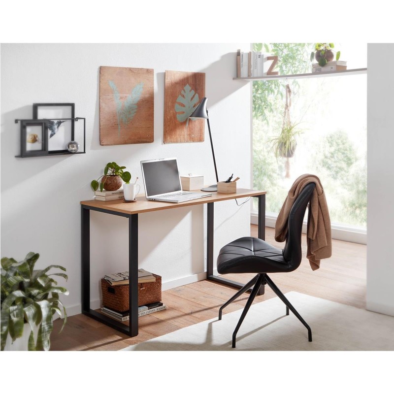 Mesa de oficina KODY, estructura metal, tablero en madera color Roble