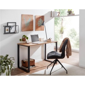 Mesa de oficina KODY, estructura metal, tablero en madera color Roble