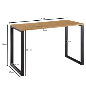 Mesa de oficina KODY, estructura metal, tablero en madera color Roble