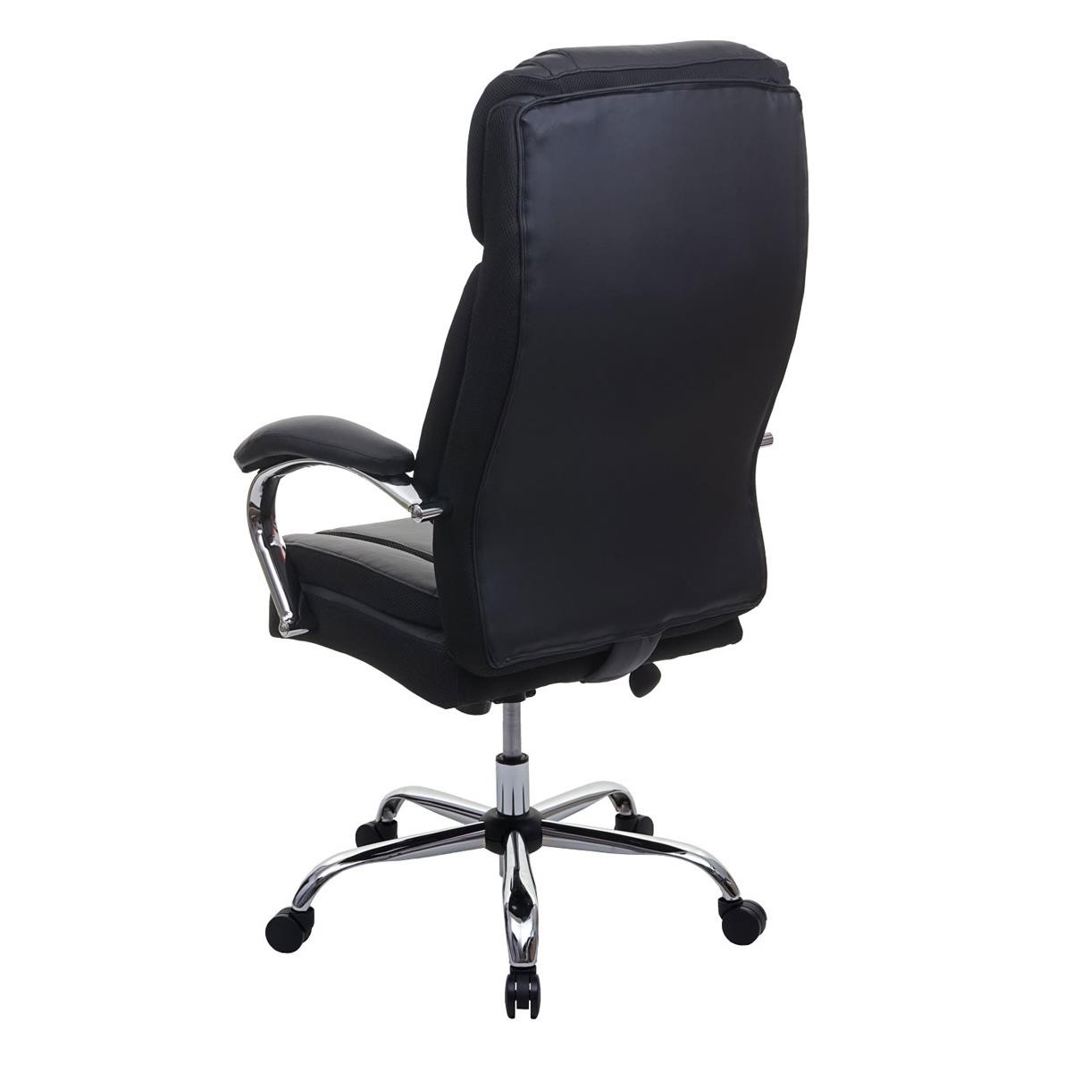 Sillón de Oficina GLEN, Gran Acolchado, Resistente hasta 220kg, en Piel color Negro