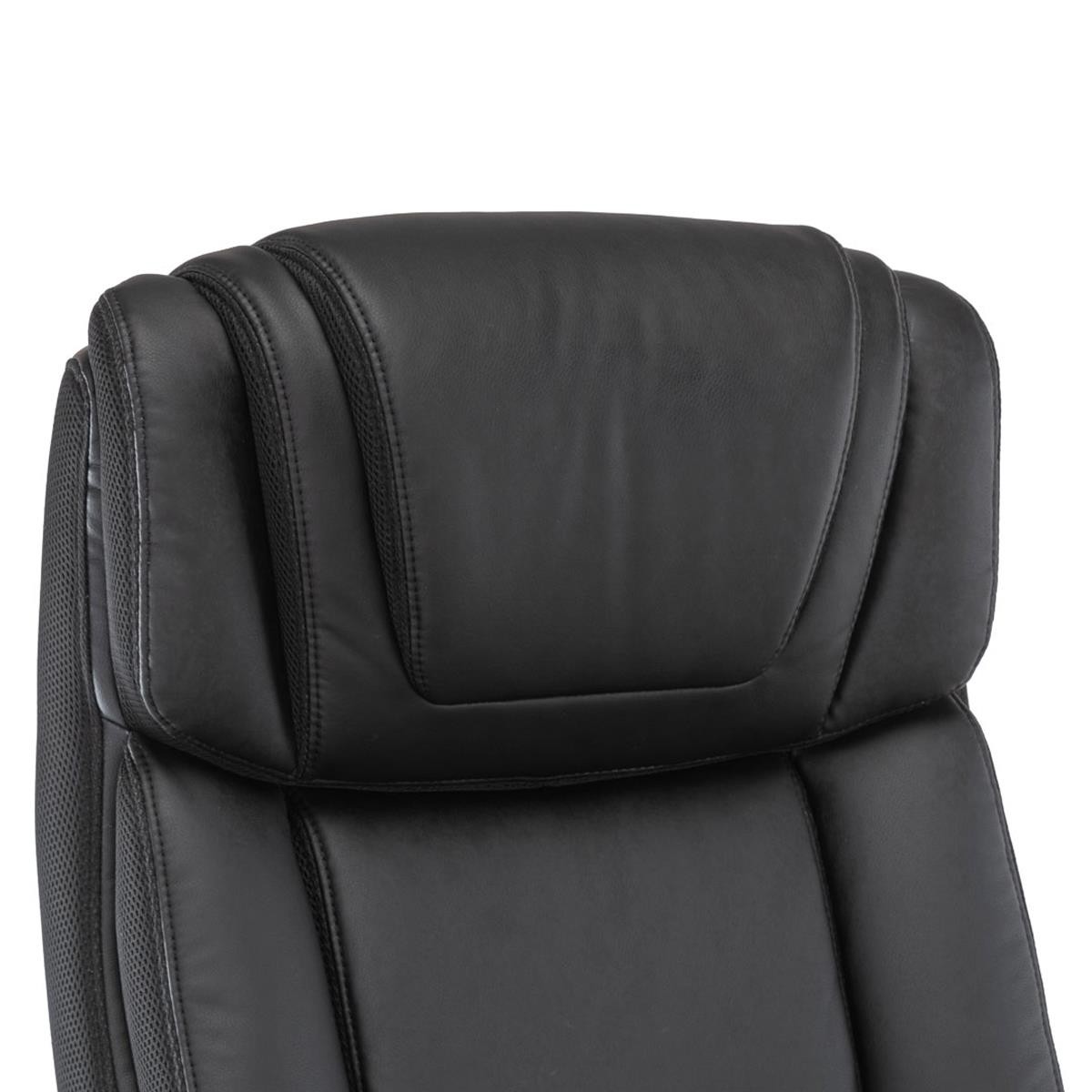 Sillón de Oficina GLEN, Gran Acolchado, Resistente hasta 220kg, en Piel color Negro