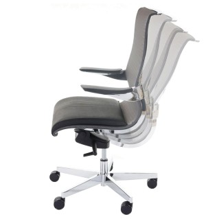 Silla Ergonómica BRITON, Brazos y Base Metálica, en Piel Natural y Malla Transpirable color Negro 2