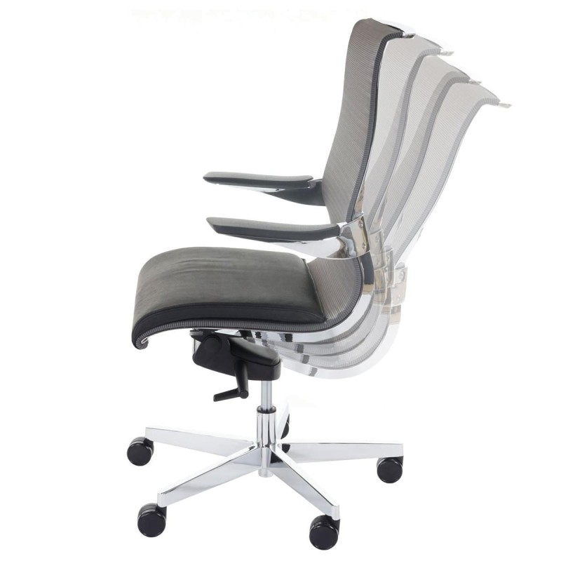 Silla Ergonómica BRITON, Brazos y Base Metálica, en Piel Natural y Malla Transpirable color Negro