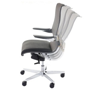 Silla Ergonómica BRITON, Brazos y Base Metálica, en Piel Natural y Malla Transpirable color Negro