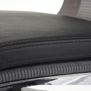 Silla Ergonómica BRITON, Brazos y Base Metálica, en Piel Natural y Malla Transpirable color Negro