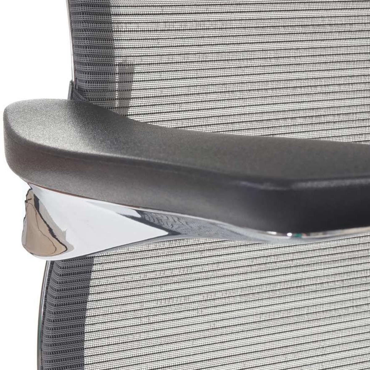 Silla Ergonómica BRITON, Brazos y Base Metálica, en Piel Natural y Malla Transpirable color Negro