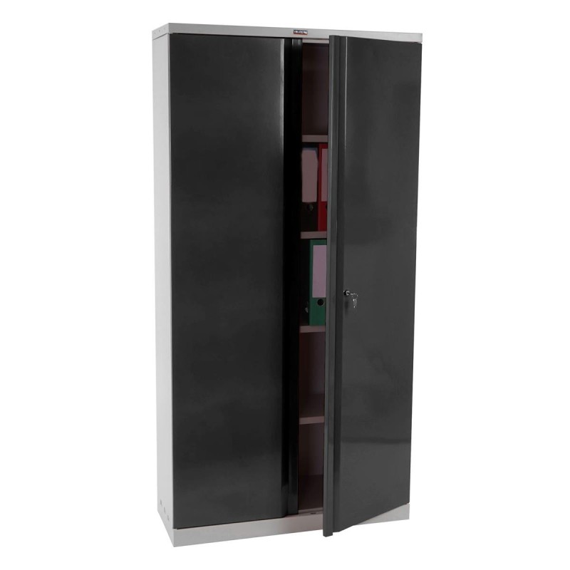 Armario archivador CARIN 2 PUERTAS 182x92x37 cm, gran capacidad y máxima robustez, color negro