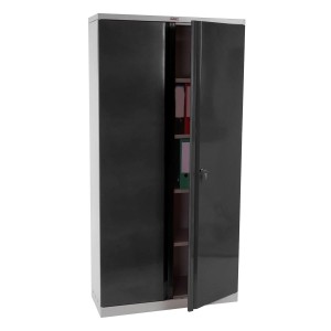 Armario archivador CARIN 2 PUERTAS 182x92x37 cm, gran capacidad y máxima robustez, color negro