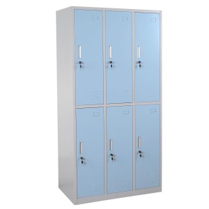 Taquilla Metálica COOPER, 6 Puertas con Cerradura, Color Azul