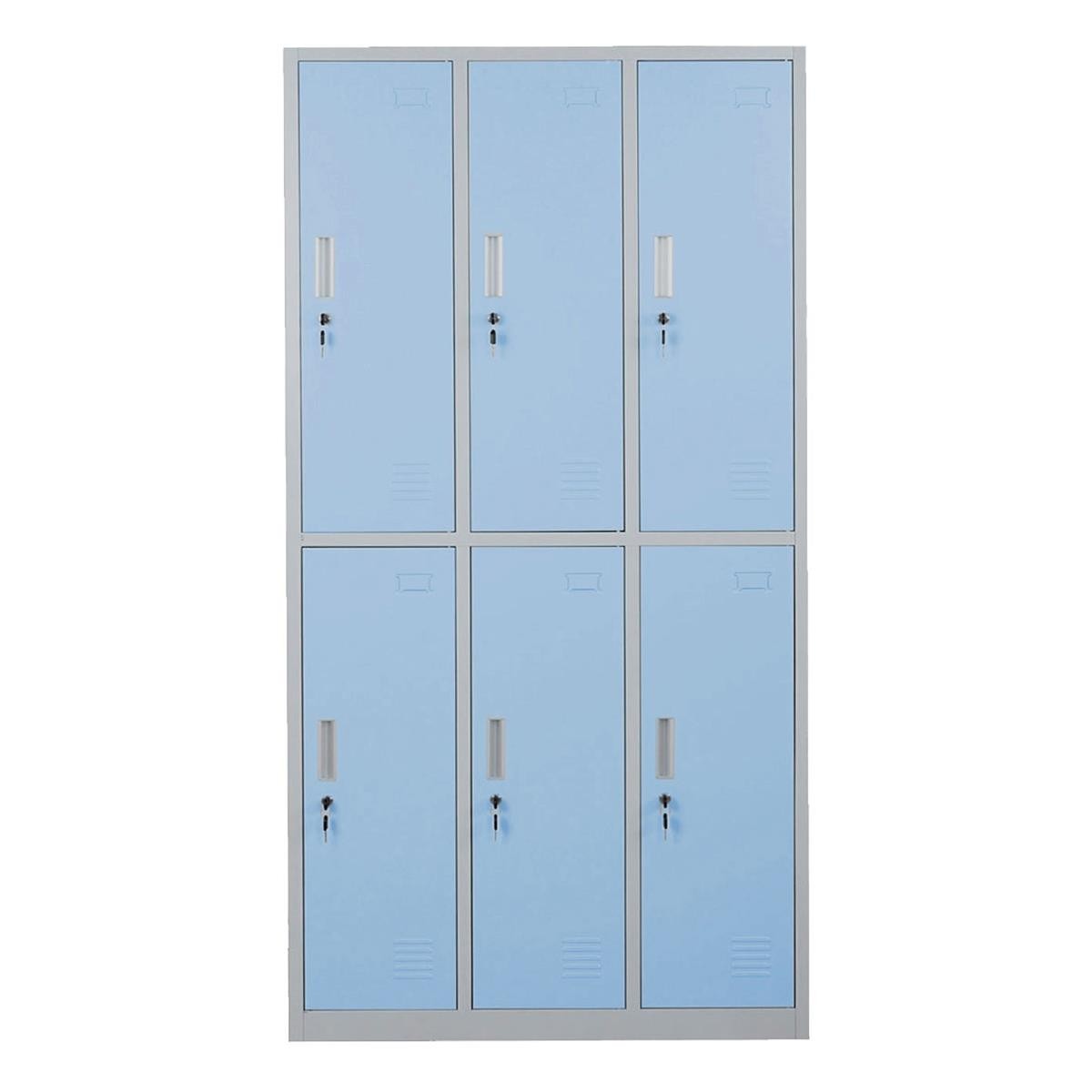 Taquilla Metálica COOPER, 90x50x180 cm, 6 Puertas con Cerradura, Color Azul