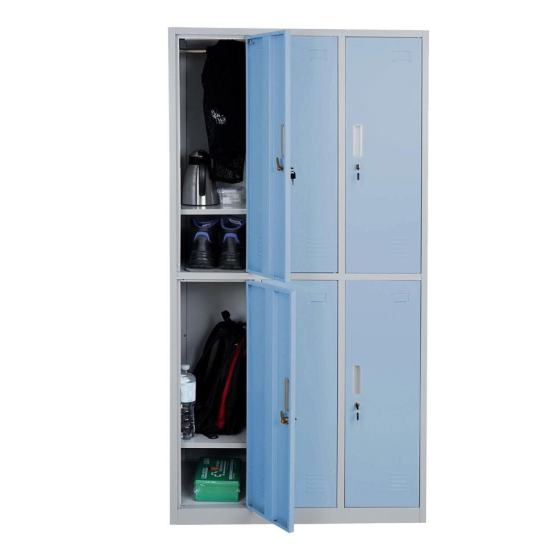 Taquilla Metálica COOPER, 6 Puertas con Cerradura, Color Azul