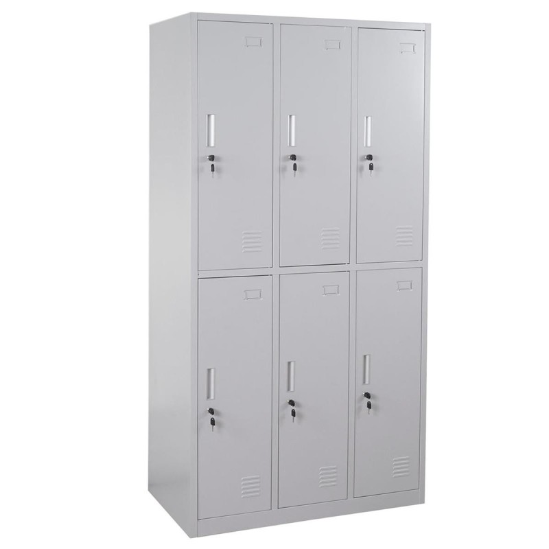 Taquilla Metálica COOPER, 6 Puertas con Cerradura, Color Azul