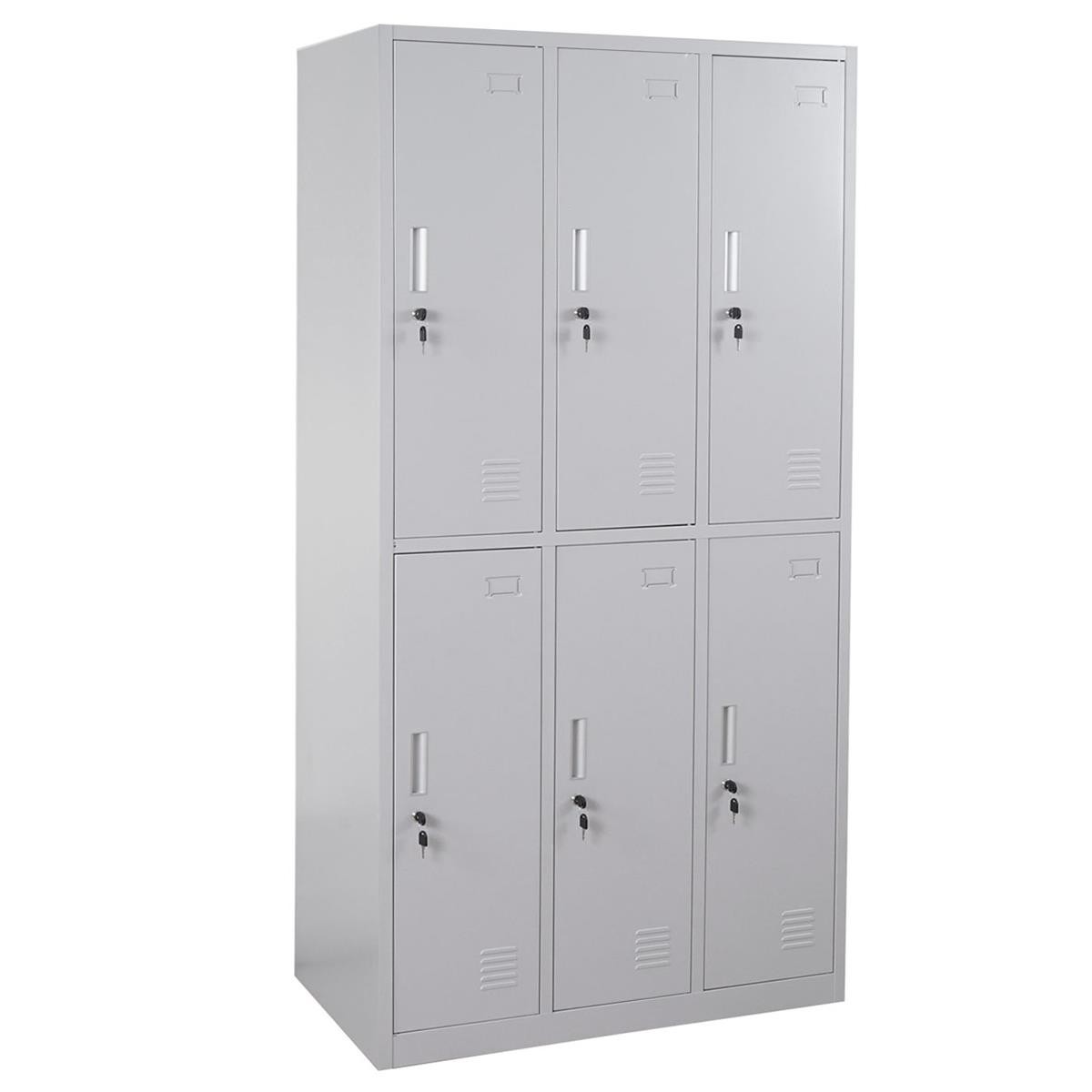 Taquilla Metálica COOPER, 90x50x180 cm, 6 Puertas con Cerradura, Color Azul