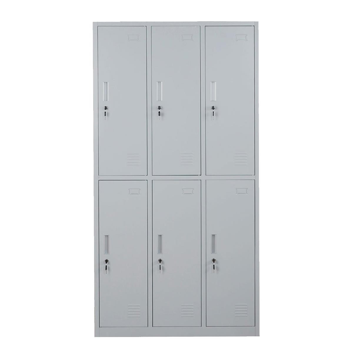 Taquilla Metálica COOPER, 90x50x180 cm, 6 Puertas con Cerradura, Color Azul
