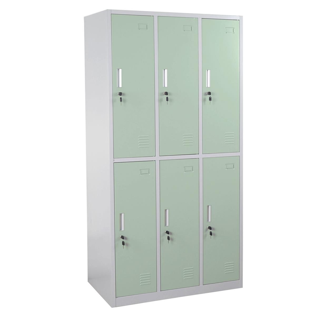 Taquilla Metálica COOPER, 90x50x180 cm, 6 Puertas con Cerradura, Color Azul