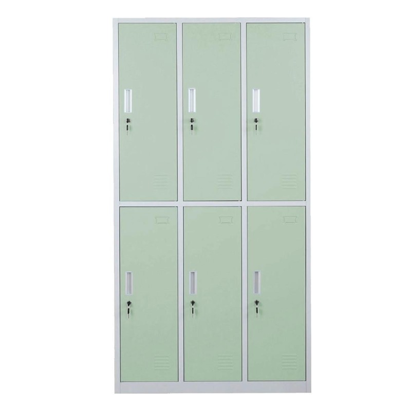 Taquilla Metálica COOPER, 6 Puertas con Cerradura, Color Azul