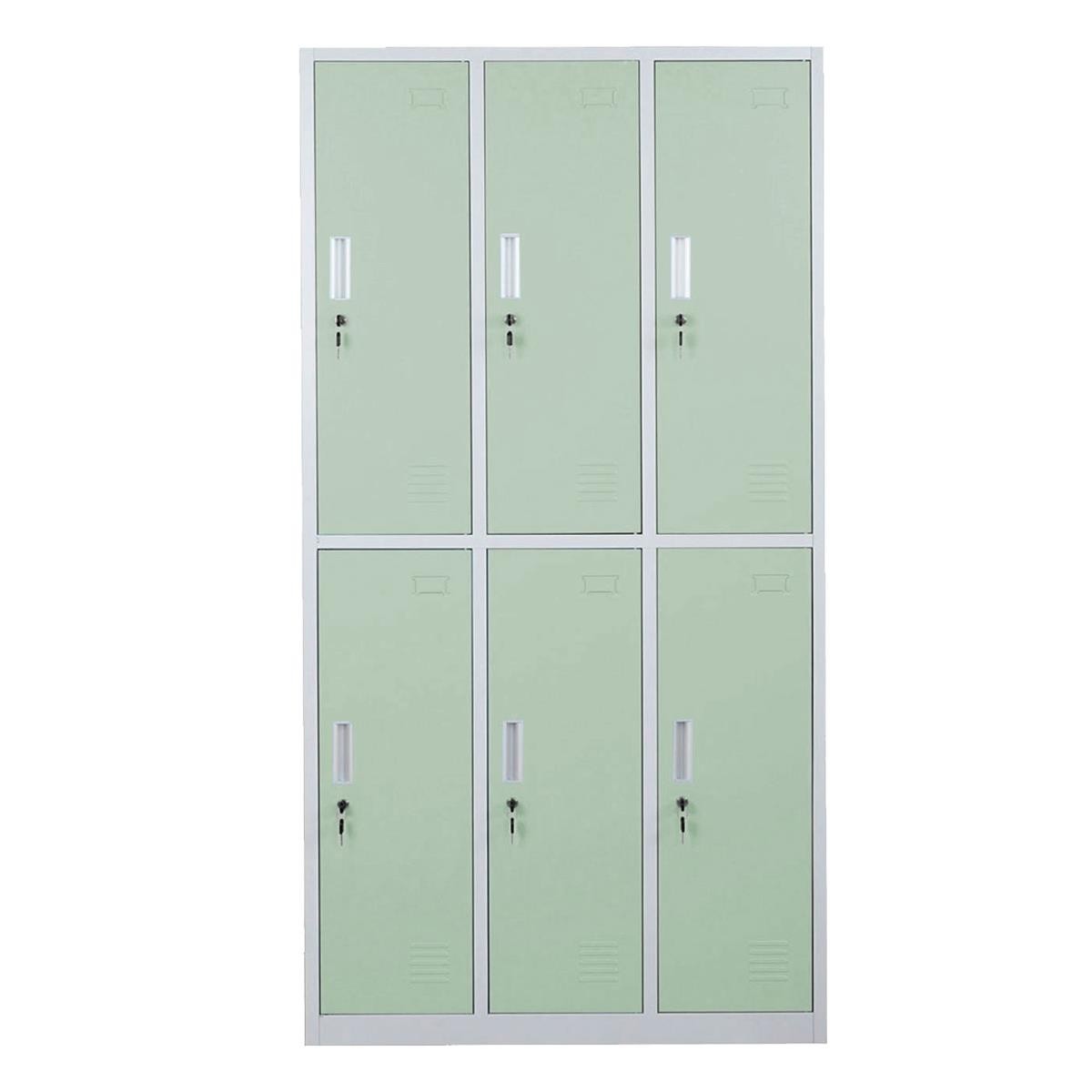 Taquilla Metálica COOPER, 90x50x180 cm, 6 Puertas con Cerradura, Color Azul