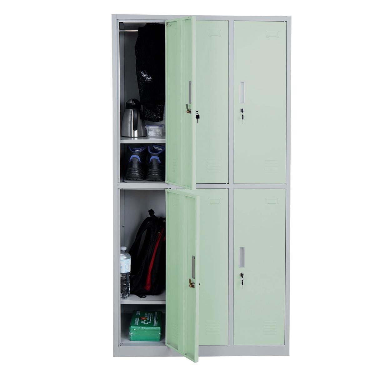 Taquilla Metálica COOPER, 90x50x180 cm, 6 Puertas con Cerradura, Color Azul