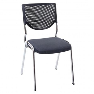 Silla de confidente NAPOLI, estructura metálica, color negro y patas negras