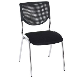 Silla de confidente NAPOLI, estructura metálica, color negro y patas negras