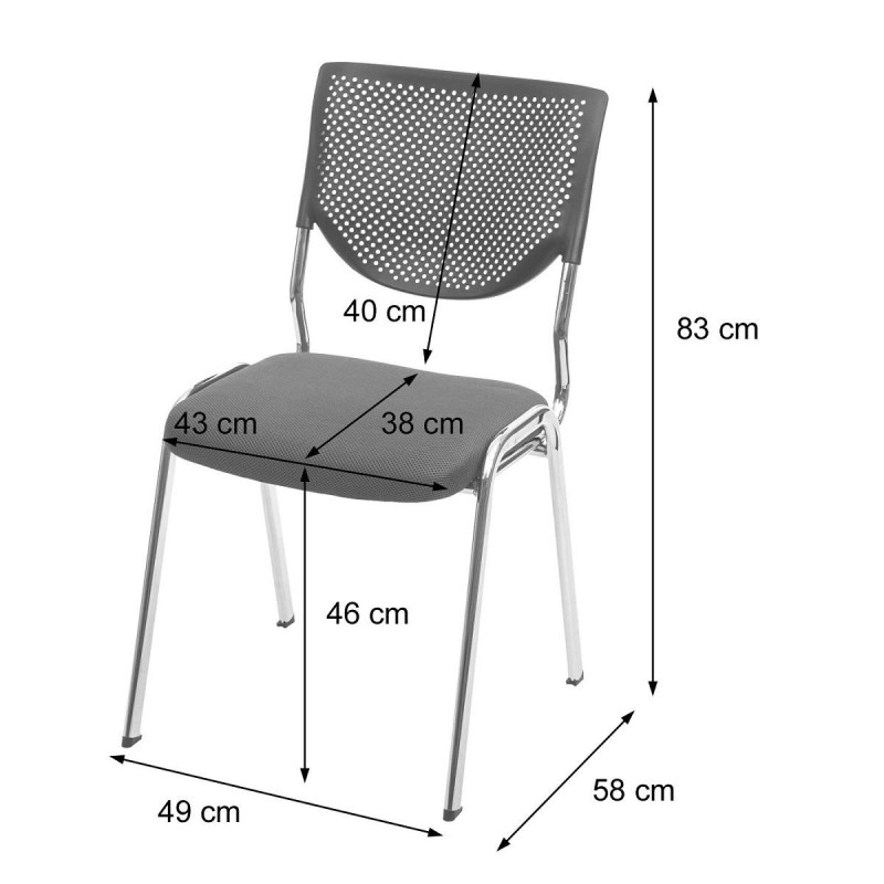 Silla de confidente NAPOLI, estructura metálica, color negro y patas negras