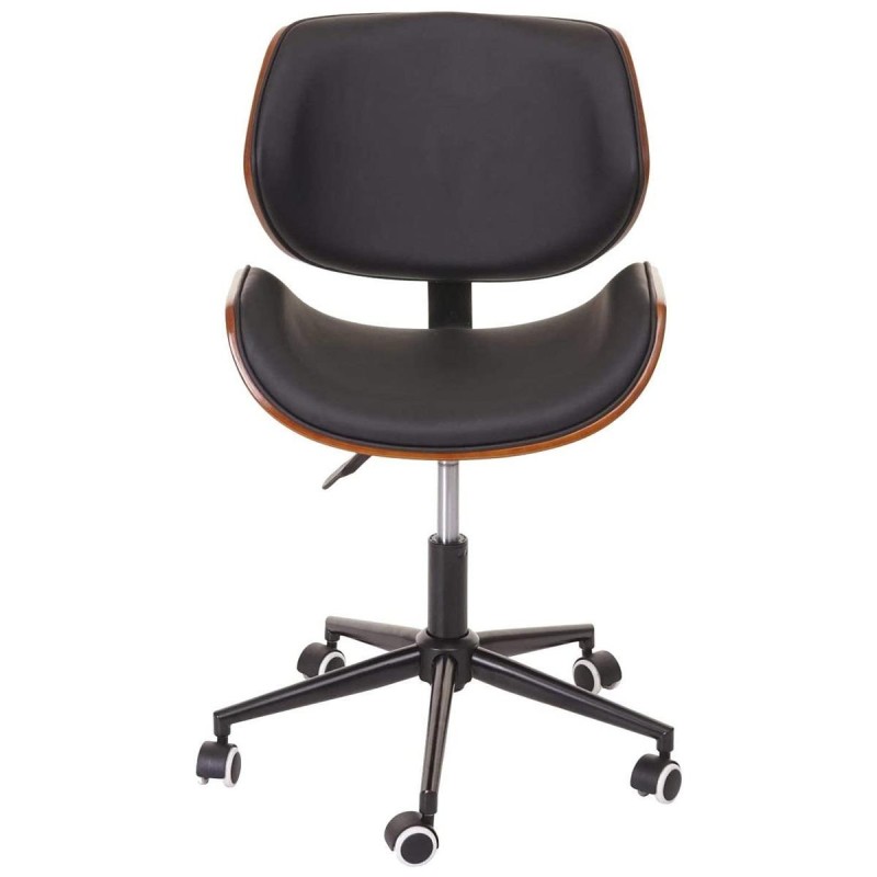 Silla de Oficina MILLER en Madera Nogal y Piel color Negro