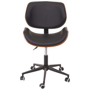 Silla de Oficina MILLER en Madera Nogal y Piel color Negro