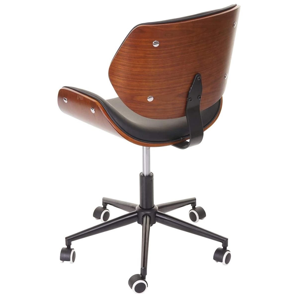Silla de Oficina MILLER, Diseño Elegante, en Madera Nogal y Piel color Negro